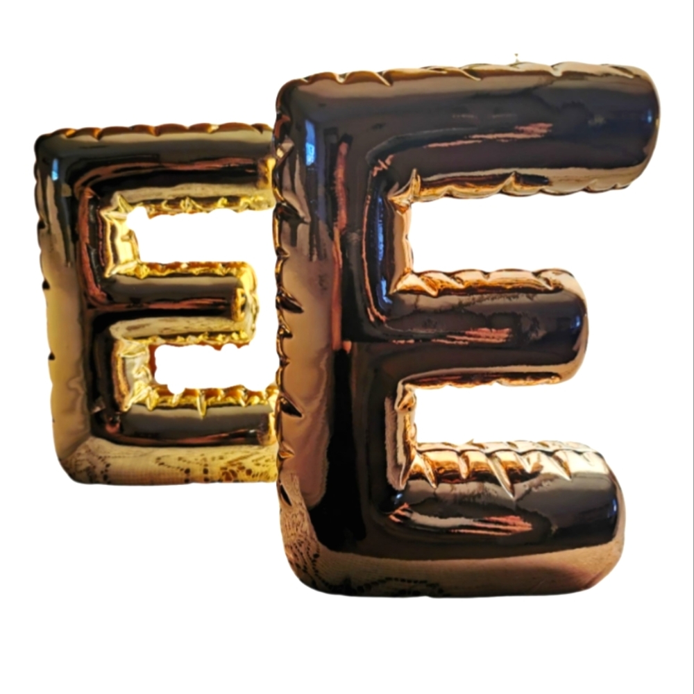 Gold & Rose Gold Block Letter "E" Home Decor